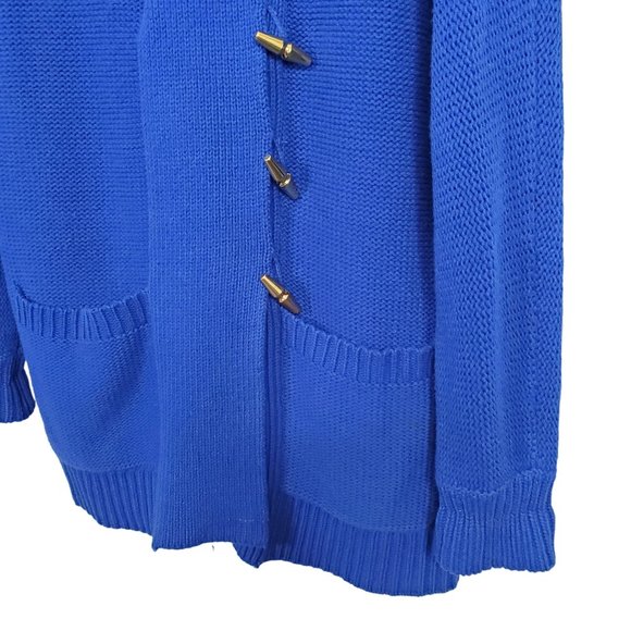 LRL Ralph Lauren Size L Cardigan Gold Toggle Pockets Royal Blue Collar Pockets - Picture 5 of 12
